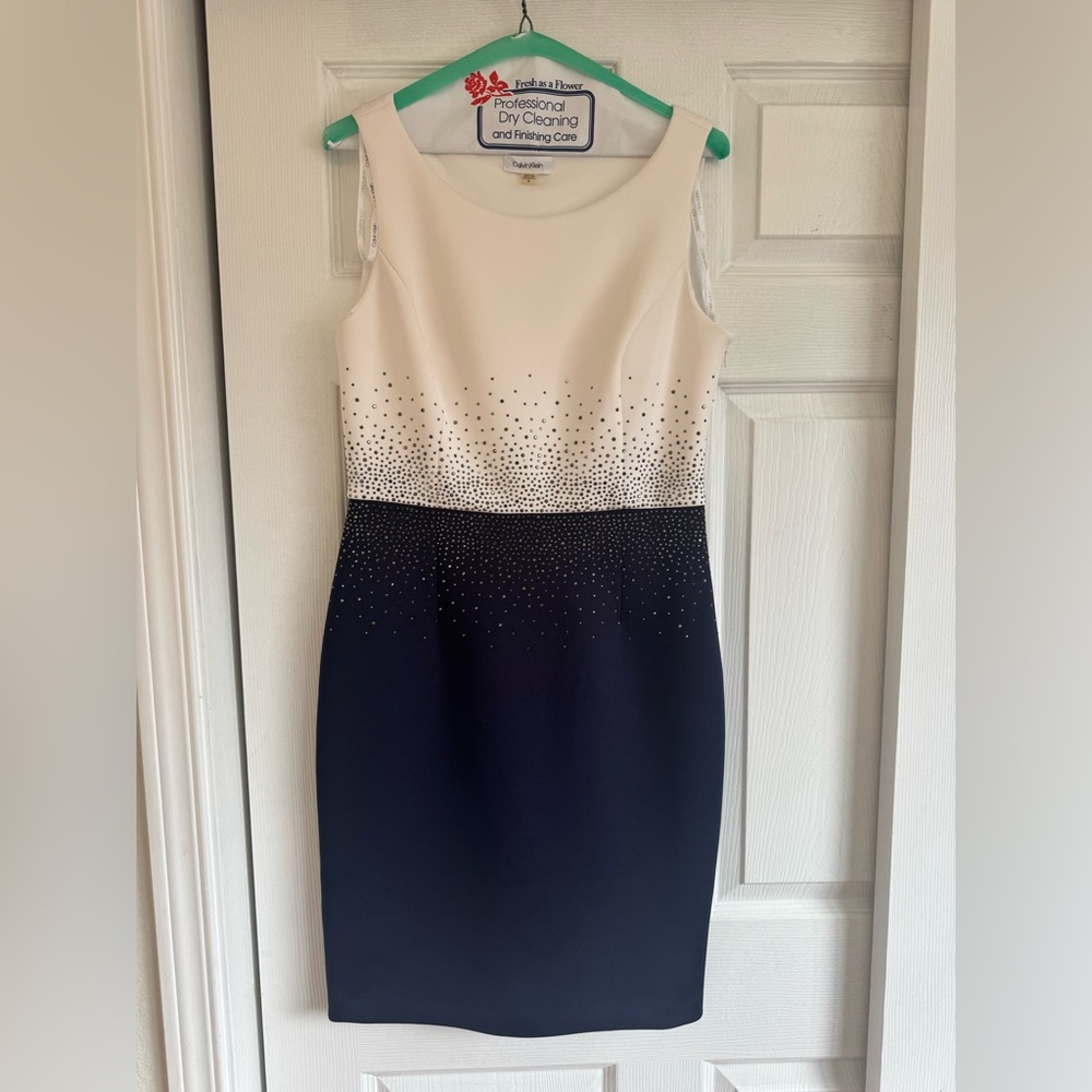 Calvin Klein White & Blue Dress